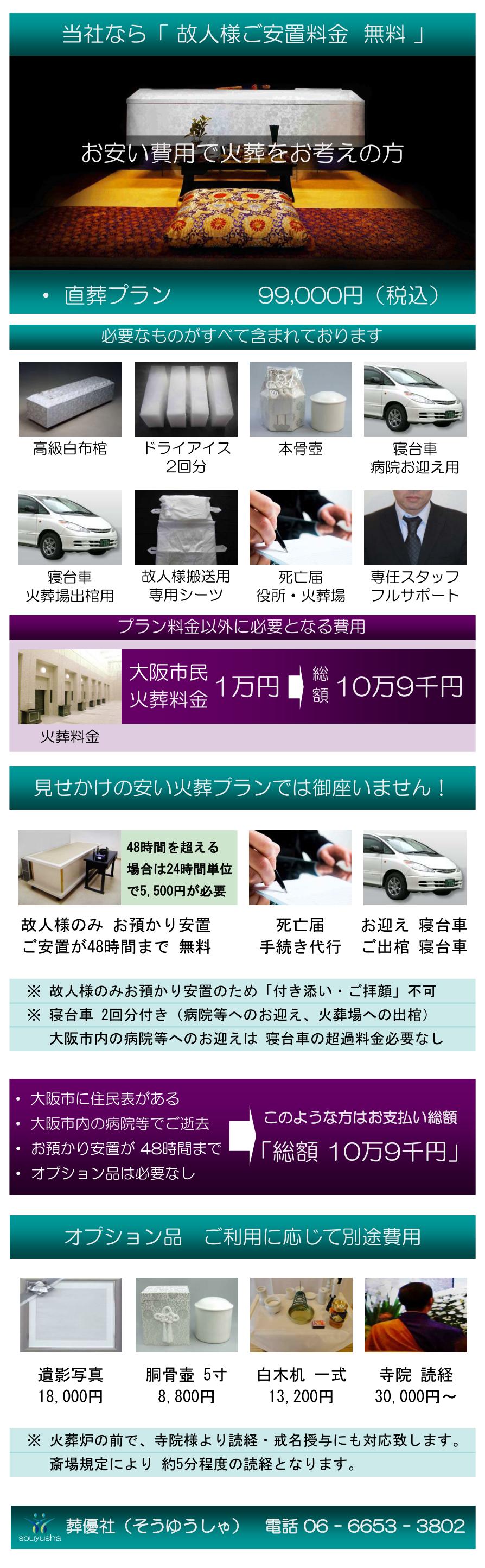 大阪市24区の格安葬儀プラン